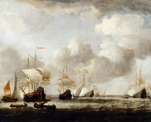 A Dutch Fleet Coming to Anchor in a Breeze
