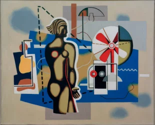Female Figure on Blue Field