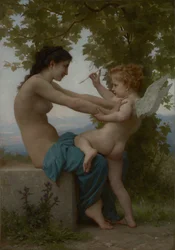 A Young Girl Defending Herself against Eros, c.1880