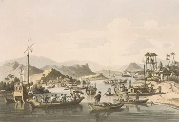 Cochin-Chinese Shipping on the River Taifo, plate 15 from 