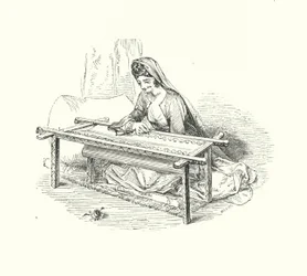 Lady embroidering