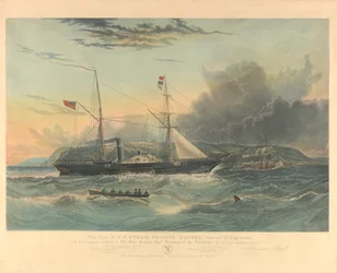 This View of H.M. Steam Frigate Geyser, when off Mt. Edgecombe, Is... dedicated to Sir John Barrow...