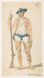 A Sepoy, from an Album of 372 drawings of landscapes, coastlines, costumes and everyday life made during Lord Macartney