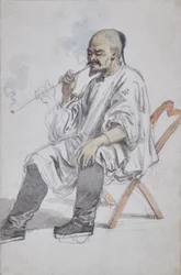 Seated Chinese Man Smoking