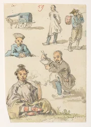 59 Studies of Chinese, from an Album of 372 Drawings of Landscapes, Coastlines, Costumes and Everyday Life