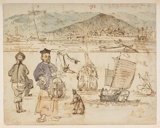 Figure Studies, with Boats, from an Album of 372 Drawings of Landscapes, Coastlines, Costumes and Everyday Life