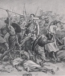 The Square at Abu-Klea, 17th January 1885 (Illustration from British Battles on Land and Sea, 1915)