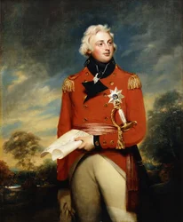 Portrait of William Frederick, 2nd Duke of Gloucester, Three-Quarter Length, Wearing the Uniform of Colonel of the 3rd Guards and the Breast Star of the Order of the Garter and Holding a Campaign Plan, in a Wooded Landscape
