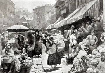Mulberry Bend Italian Colony in New York, illustration in 