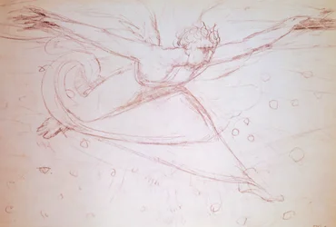 Angel walking, drawing by William Blake