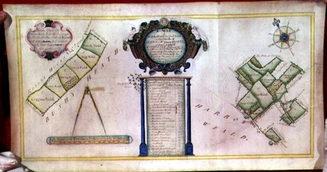 Map of Mease Place Farm in the parish of Harrow, belonging to New College, Oxford