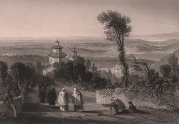 View from Sacro Monte in Varese, Lombardy, Italy, Steel Engraving by T Willmore from Drawing by William Brockedon