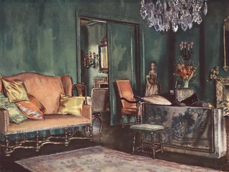 Interior decoration: A sitting-room with green walls