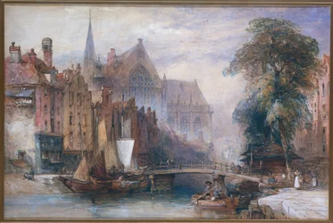 View of the Nieuwe Kerk and Nieuwezijds Voorburgwal in Amsterdam, from the North