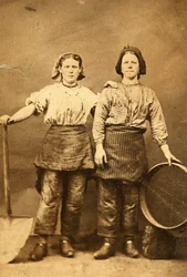 Portrait of two workers at the Tredegar Iron Works, Wales