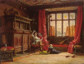 A Cavalier in a Darkened Interior, a Bird on His Sword