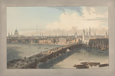 Plate III: London, London Bridge (from William Daniell