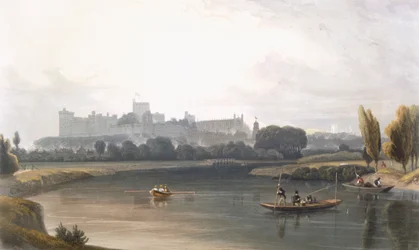 Windsor Castle from the River Thames: a West view, and fishing from punts
