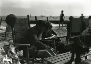 Couple Reading on Beach, Coney Island, c.1910-21