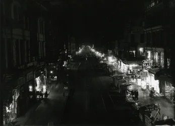 Night View of Grand Street at Orchard Street, NYC, 1917