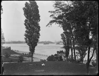 View of Hell Gate and the East River from 86th Street Park, New York City
