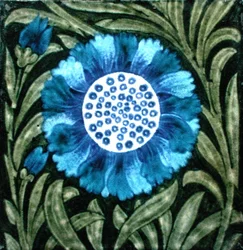 Tile with Persian Style Floral Design