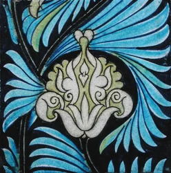 Tile with Persian Style Floral Design