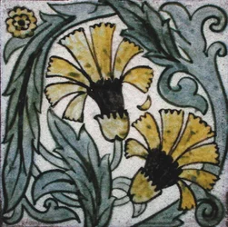Tile with Floral Design
