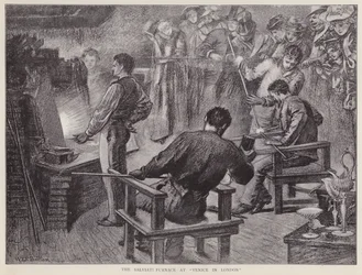 Furnace of Italian glassmakers Salviati at the Venice in London exhibition at Olympia