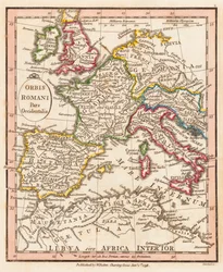 Western Part of Roman Empire. Map.