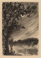 Moonlit Landscape with Tree at the Left
