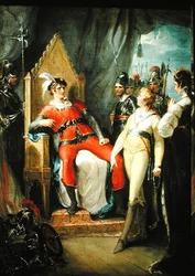 Edward Prince of Wales and his mother Queen Margaret (1430-82) brought before King Edward IV (1442-83) after the Battle of Tewkesbury