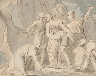 Historical Subject with Men and a Boy Near a Ship, 1770-80