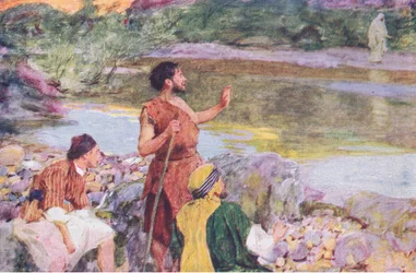 John looking upon Jesus as he walked, said, behold the Lamb of God