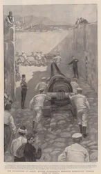 The Evacuation of Crete, British Bluejackets Removing Dismounted Turkish Guns at Candia
