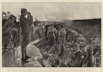 The Herald of the Dawn, the First Shot of the Day fired by a Naval Gun at Ladysmith