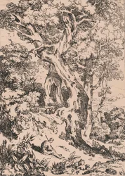 Study of Trees and Scrubs with Seated Male Figure