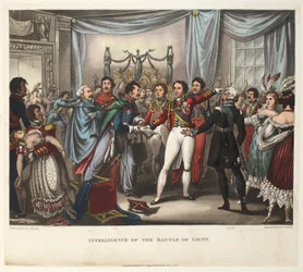 Intelligence of the Battle of Ligny, aquatint by J.C. Stadler, pub. by Tegg, Apr 1818