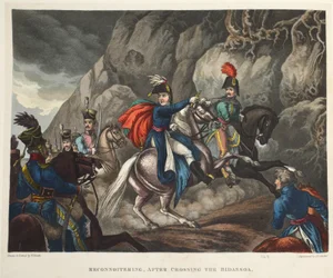 Reconnoitering, after crossing the Bidassoa, aquatint by J.C. Stadler, pub. by Tegg, Apr 1818