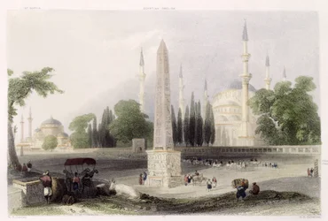 An Egyptian obelisk in the Atmeidan, or Hippodrome, Istanbul, engraved by G.K. Richardson, c.1850