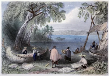 Canoe Construction at Pappers Islands Near the Ottawa River - in 
