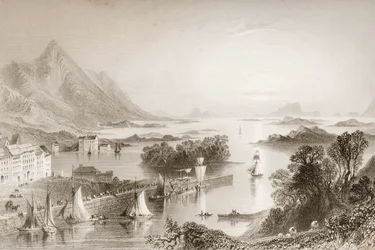 Clew Bay seen from Westport, County Mayo, from 