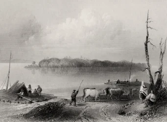 Navy Island, Niagara River, Ontario, Canada, engraved by Charles Coulson