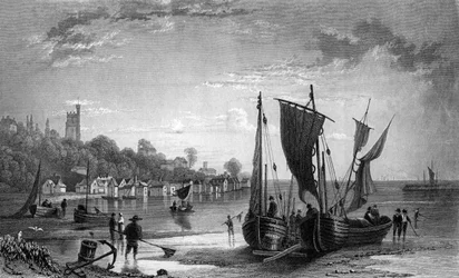 The Village of Leigh, near Southend, Essex, engraved by Charles Mottram, 1833