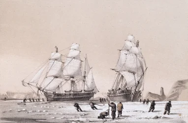 Remarkable appearance in the sky always opposite the sun (top) and The Devils Thumb, ships boring and warping in the pack (bottom) from 