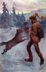 He fired; and the brute, the moment that it was making its spring, fell over, snarling and hissing