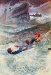 Struggling in the wild sea