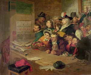 Awaiting News of the Arrest of Robespierre (1758-94) in 1794, 1866