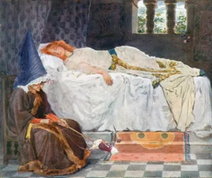 Her Eyes Were Closed, and Her Hair, Touched by the Sunshine, Lay Like Threads of Gold on the Snowy Pillow