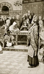 Jocelyn, Bishop of Glasgow, at Northampton, 1176, Illustration from 